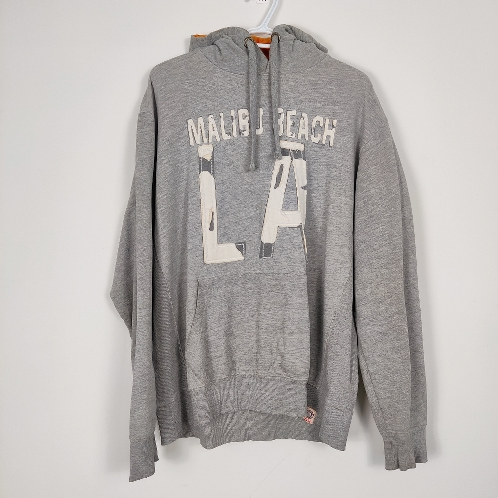 Deluxe Laundry Men's Y2K Malibu Beach LA Gray Sweatshirt Hoodie size XL